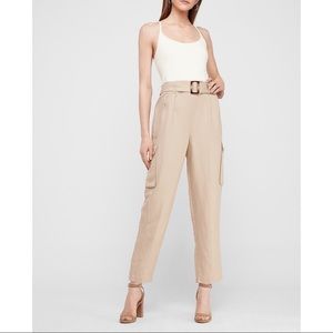 EXPRESS Belted Linen-Blend Utility Jumpsuit